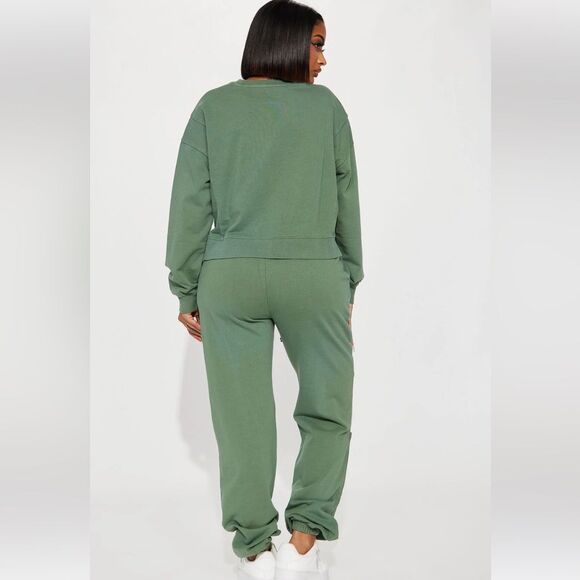 Daisy Vintage Wash Jogger Set - Sage Size Medium - Picture 3 of 5